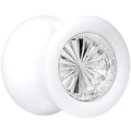 White Acrylic Silver Flashy Tire Rim Saddle Plug 2G to 20mm