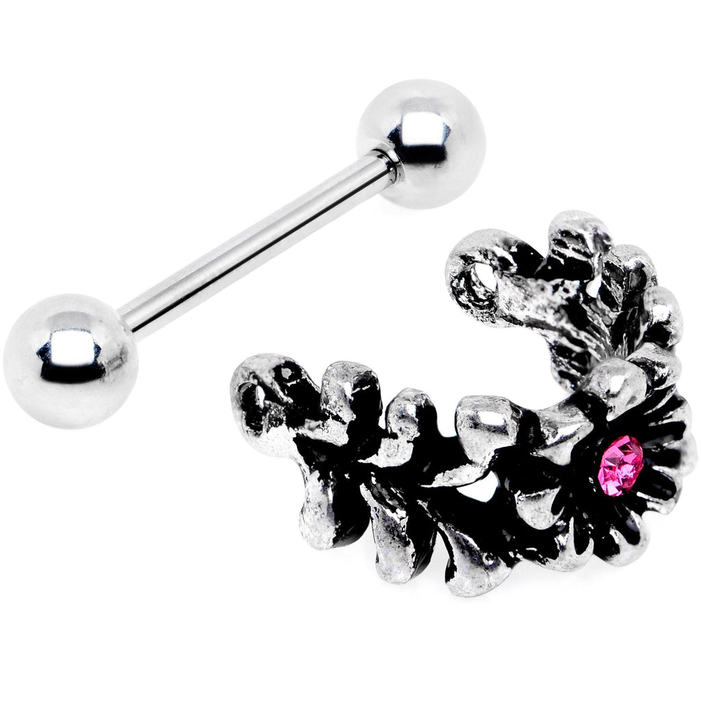 16G 3/8 Pink Gem Floral Wreath Cuff Cartilage Earring