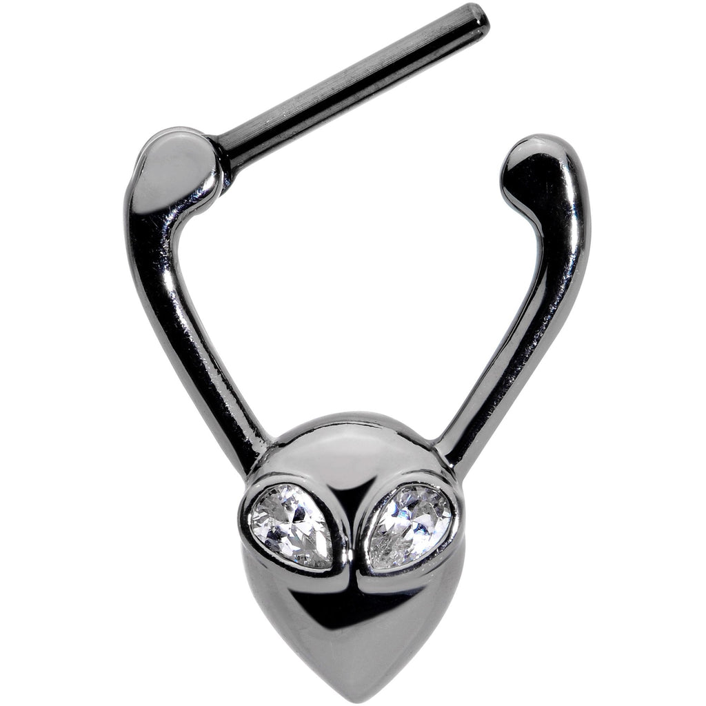16G 5/16 Clear Gem Black Alien Invader Cartilage Clicker