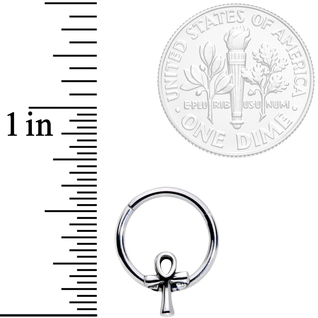 16G 3/8 Egyptian Ankh Hinged Segment Ring