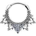 16G 3/8 Clear CZ Gem Triangle Ornate Septum Clicker