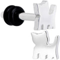 Steel Cat Lover Kitty Cat Single Flare Plug Set 14G to 0G