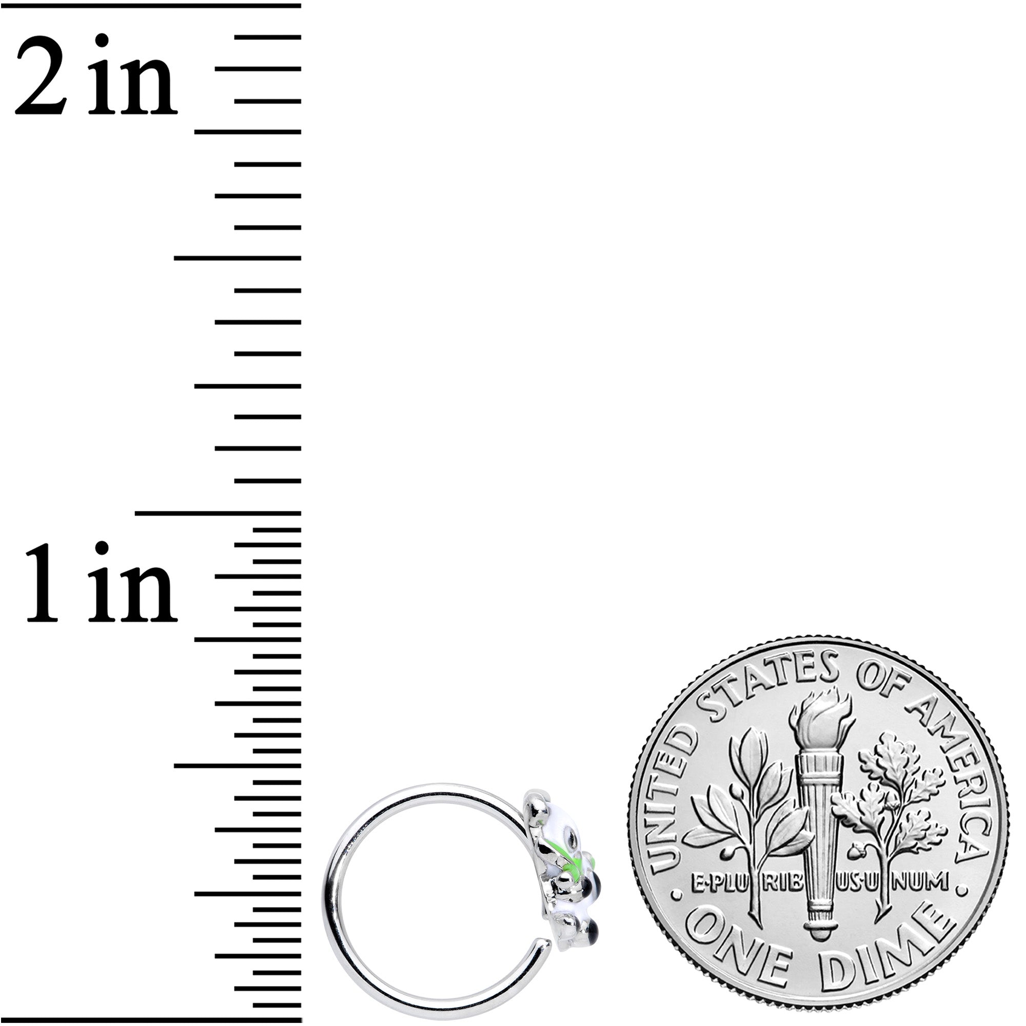18G 3/8 Black White Hungry Panda Nose Hoop