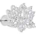 16G 5/16 Clear CZ Gem Lotus Flower Labret Monroe Tragus
