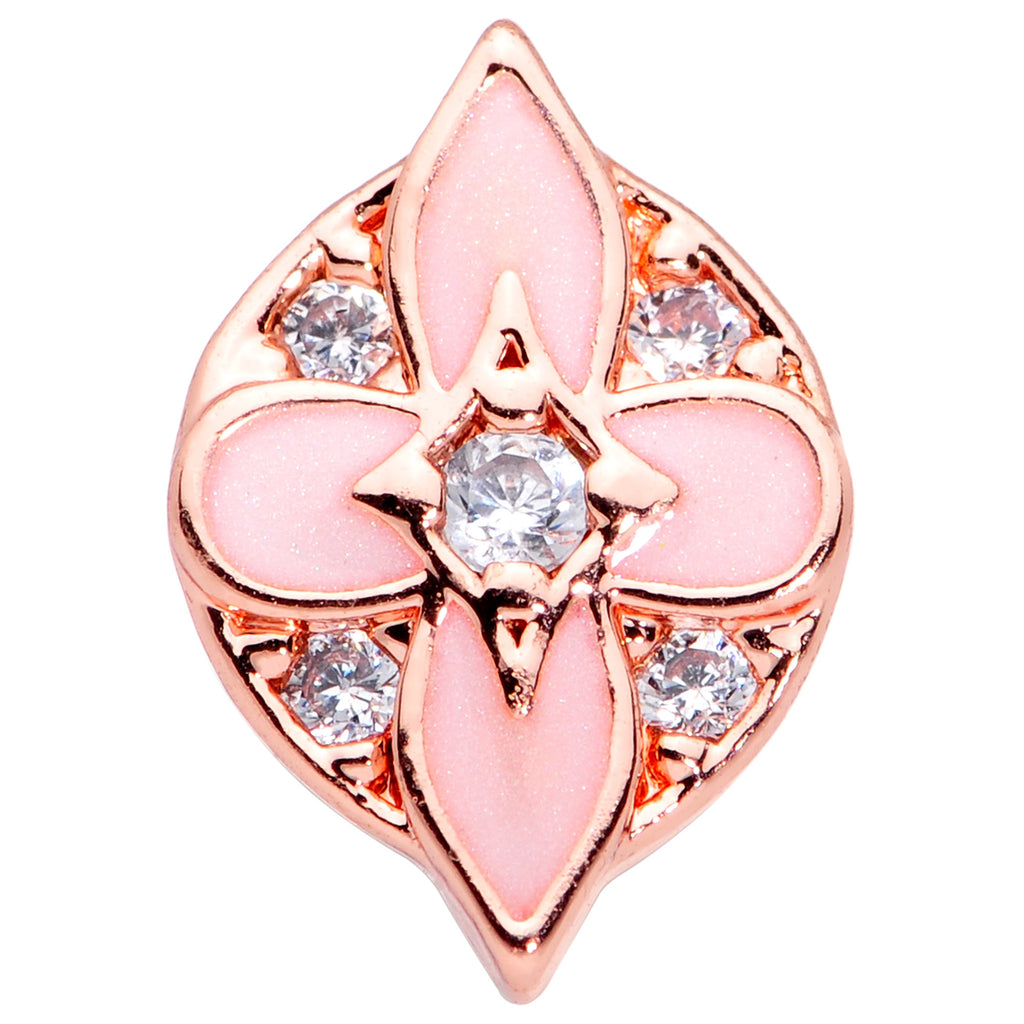 16G 1/4 Clear Gem Rose Gold Tone Pink Cross Cartilage Tragus