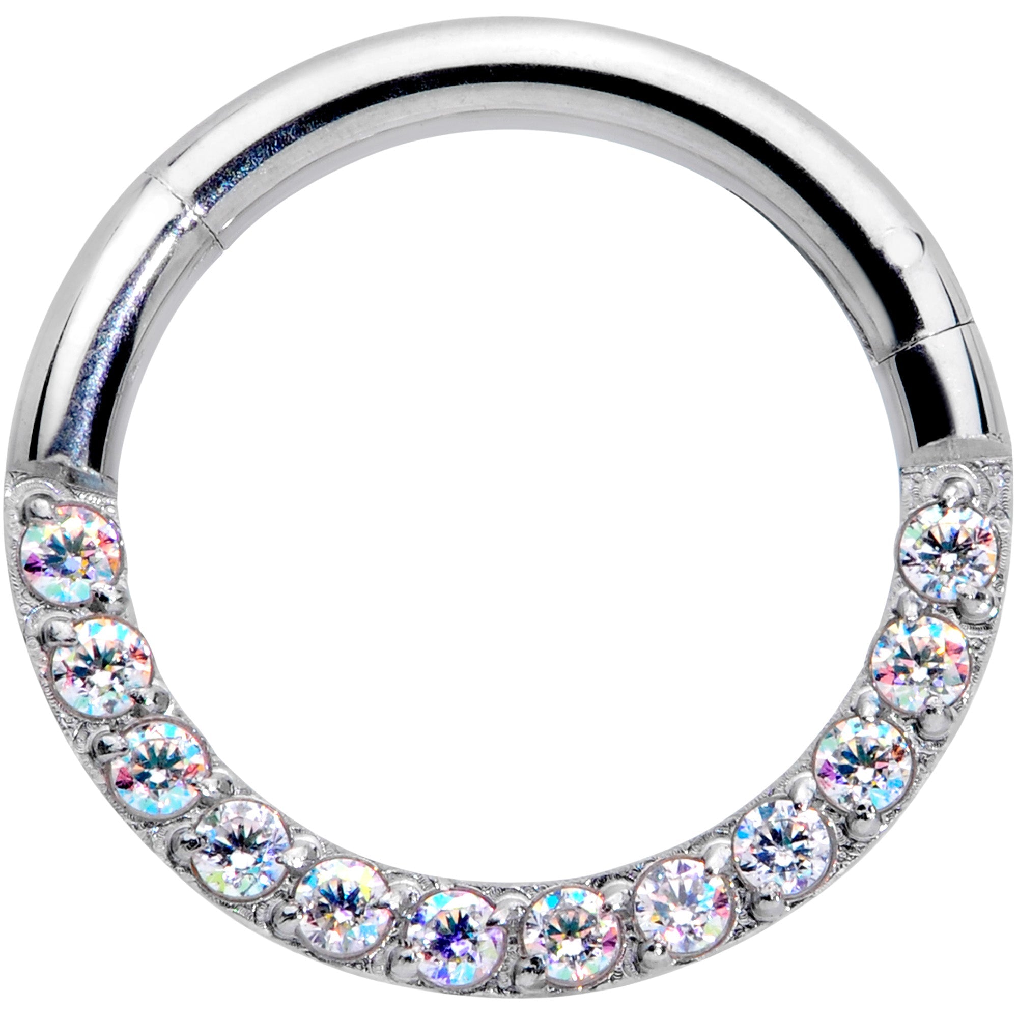 16G 5/16 Aurora Gem Paved Elegance Hinged Segment Ring