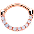 16G 5/16 Aurora Gem Rose Gold Tone Paved Cartilage Clicker
