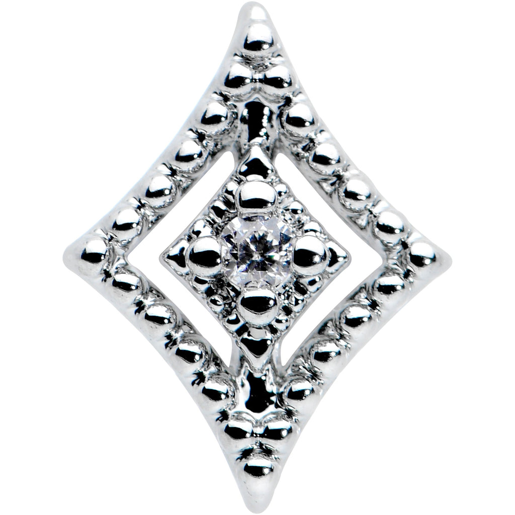 16G 5/16 Clear Gem Deco Textured Rhombus Labret Monroe Tragus