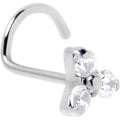 20G 1/4 ASTM Clear CZ Gem F-136 Titanium Threadless Left Nose Screw