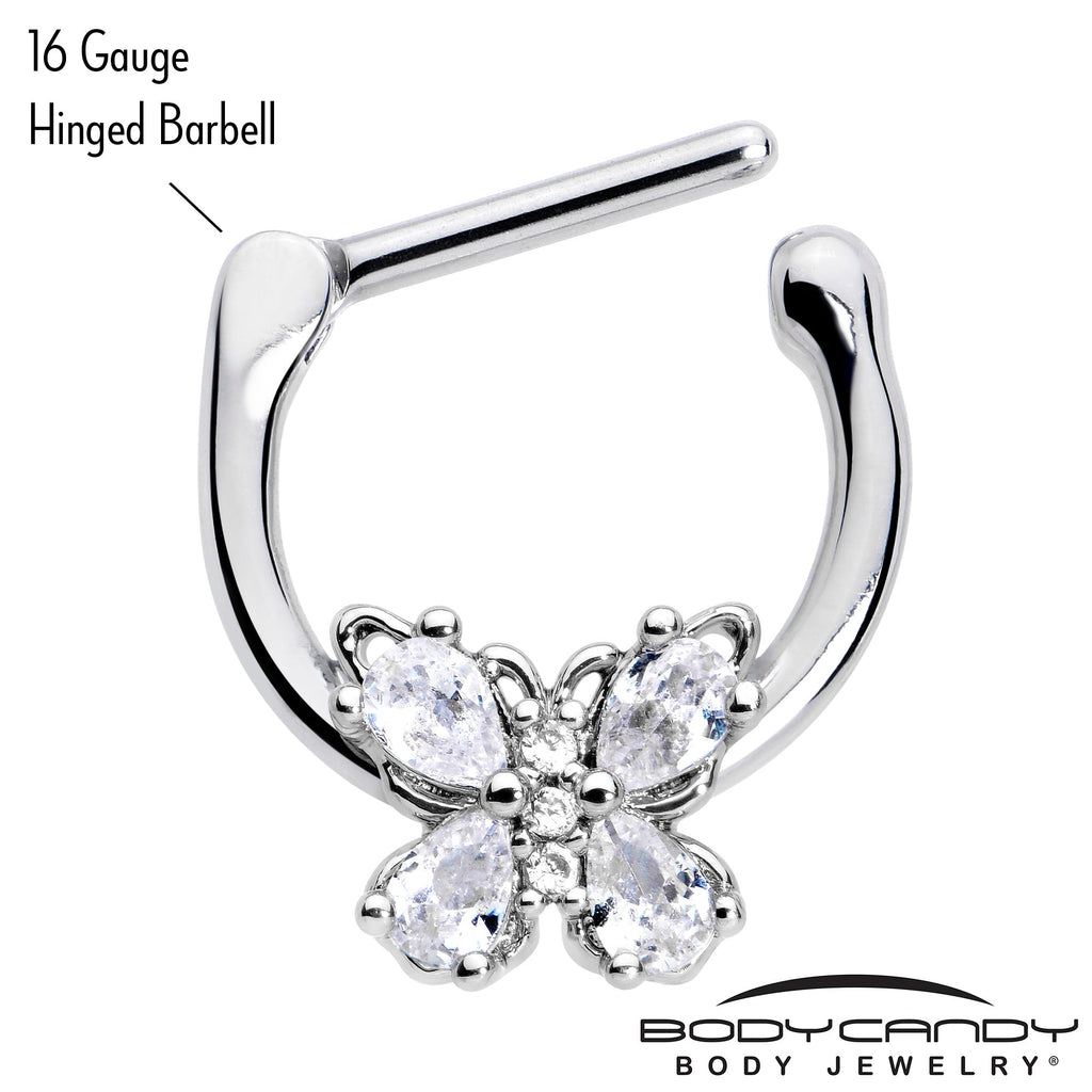 16G 5/16 Clear Gem Baroque Beauty Butterfly Cartilage Clicker