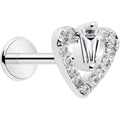 18G 5/16 CZ Gem Heart Threadless Push In Labret Monroe Tragus