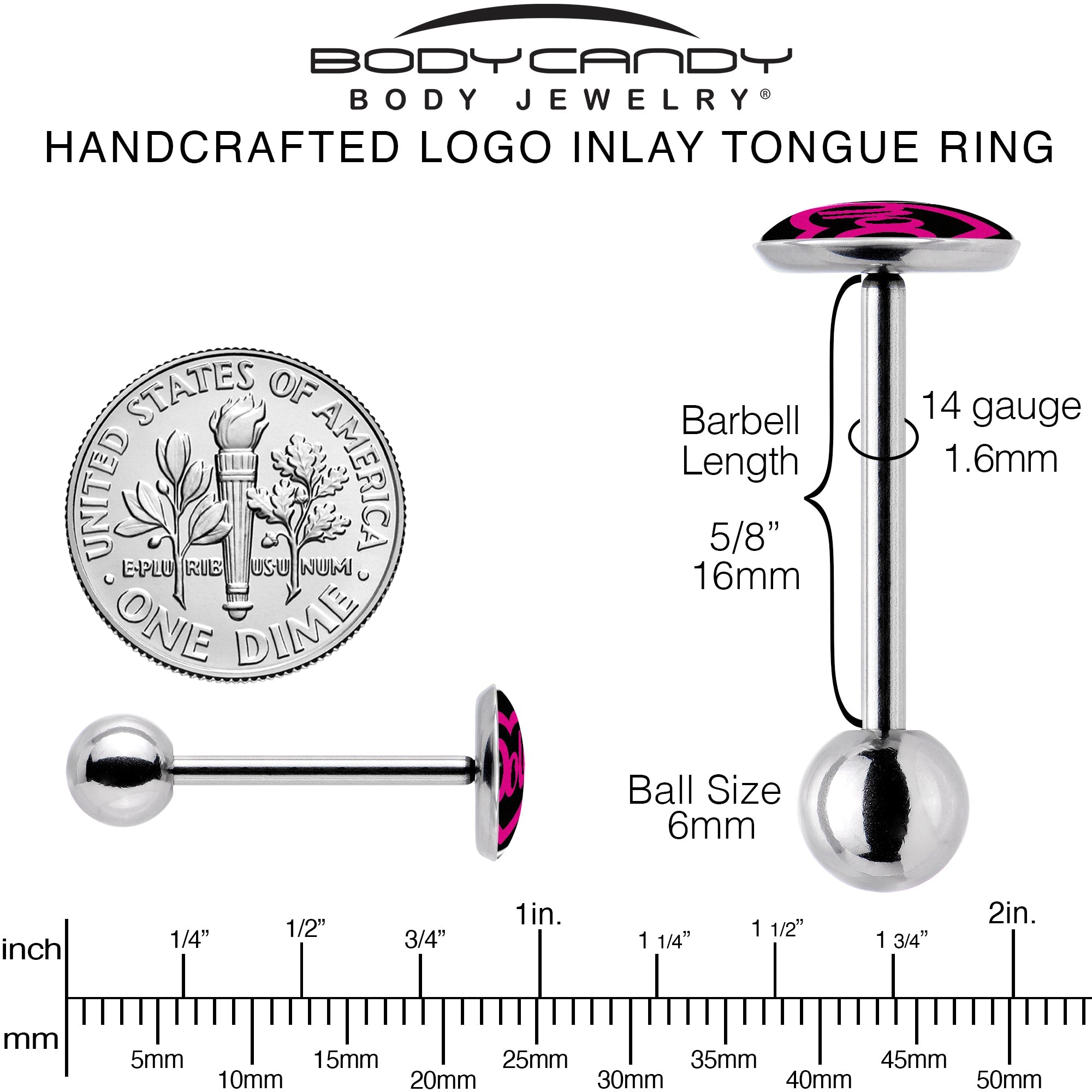 Hollow Heart Doll Word Barbell Tongue Ring by Onyx O